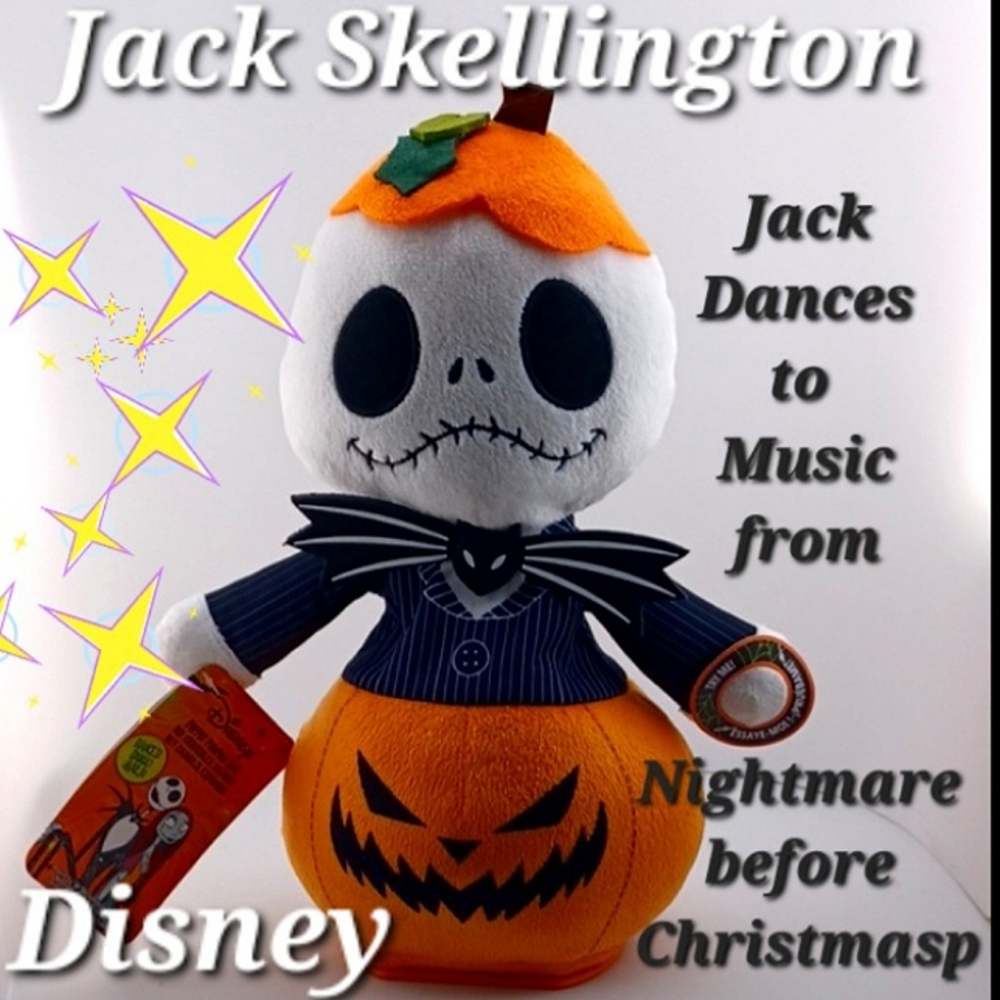 Disney Halloween Jack Skellington Musical Animated Plushie in a Jack O' Lantern